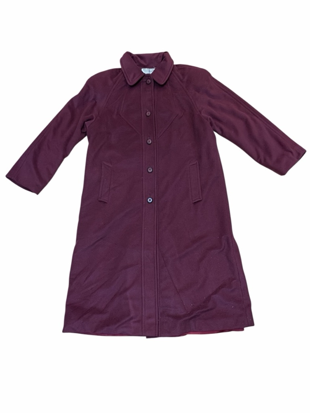Vintage 1970s Womens Kashmiracle Maroon Red Long Coat By Wellington Size M/L